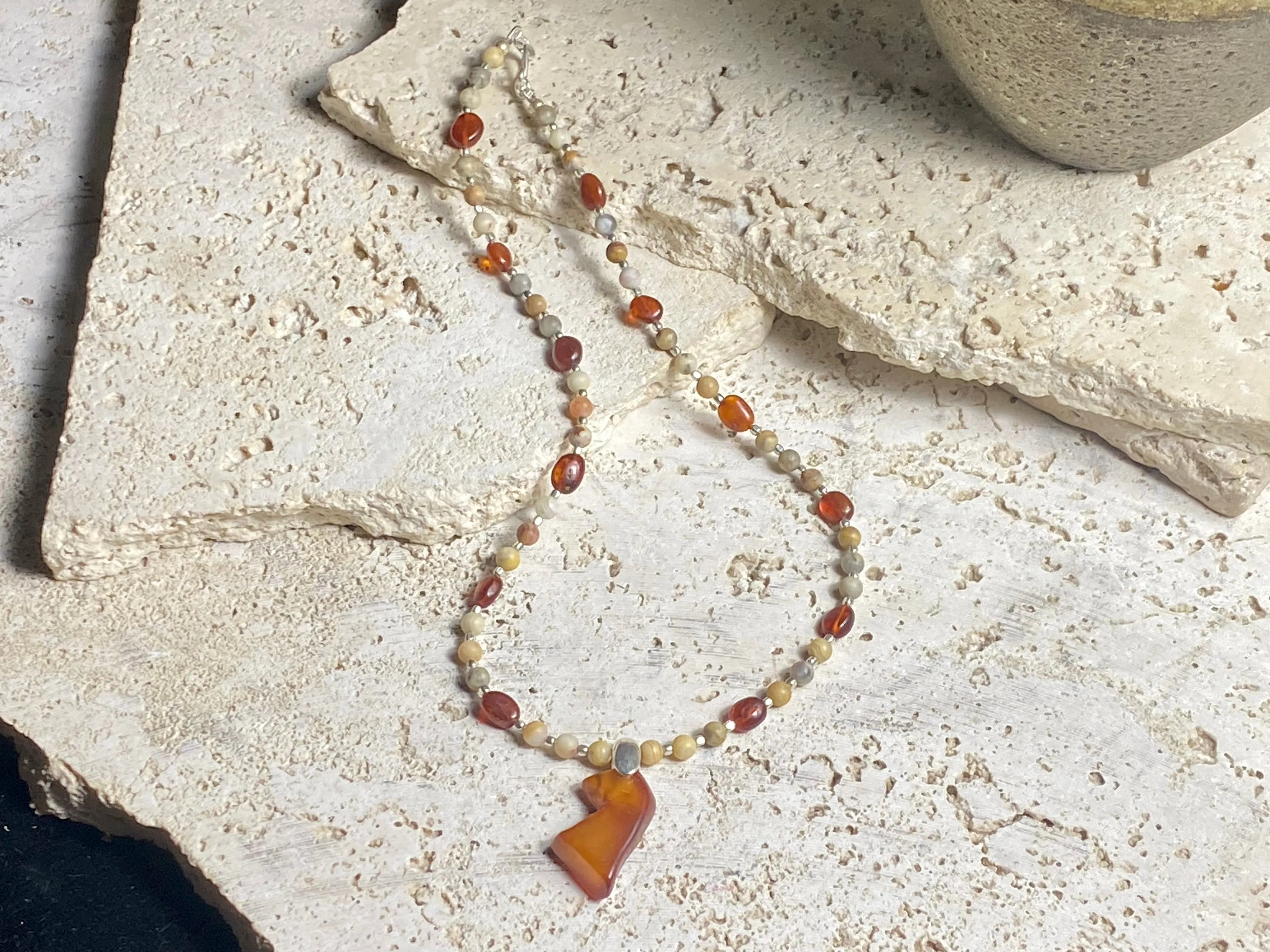 Amber Jasper Fetish Necklace