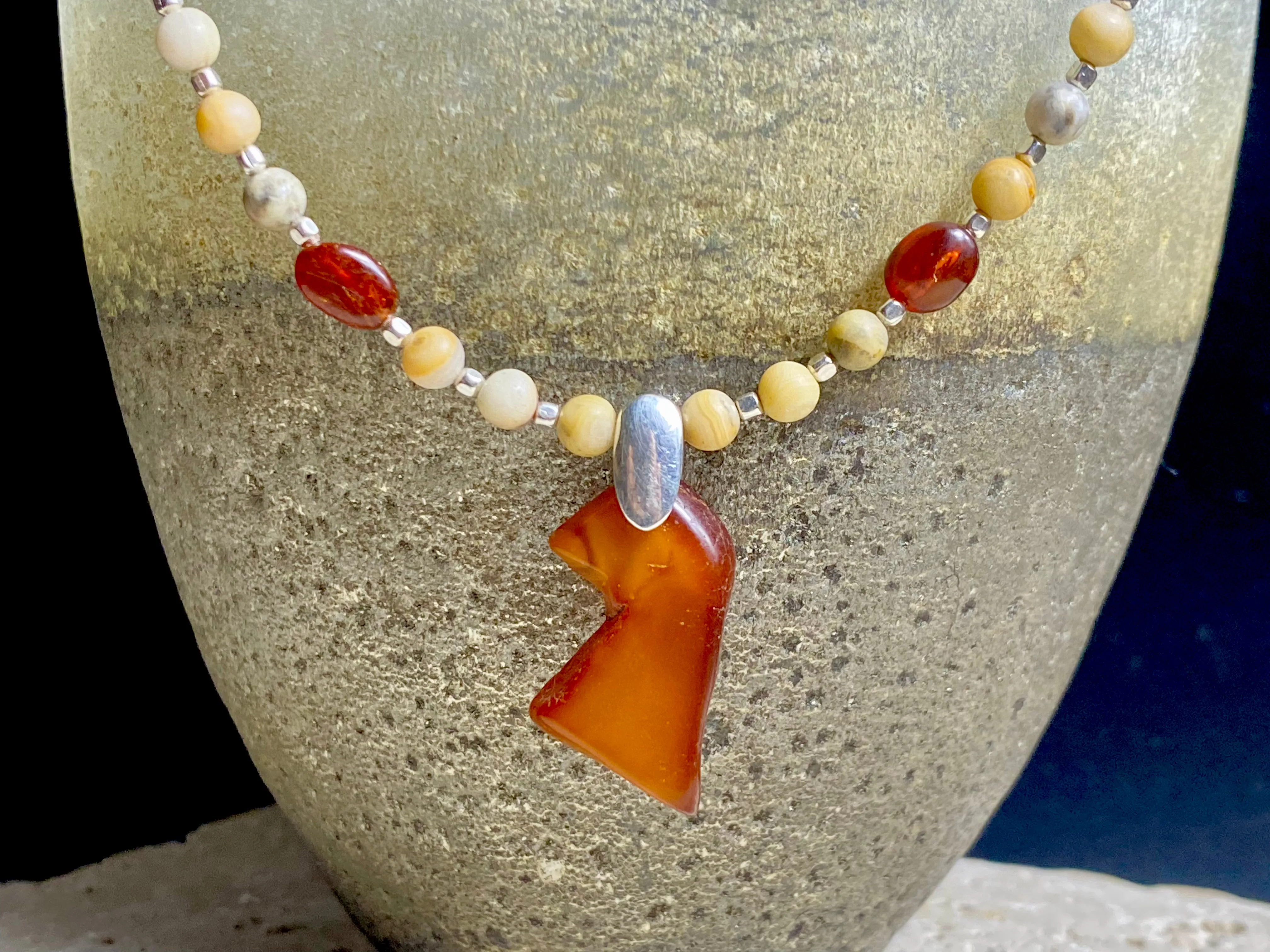 Amber Jasper Fetish Necklace