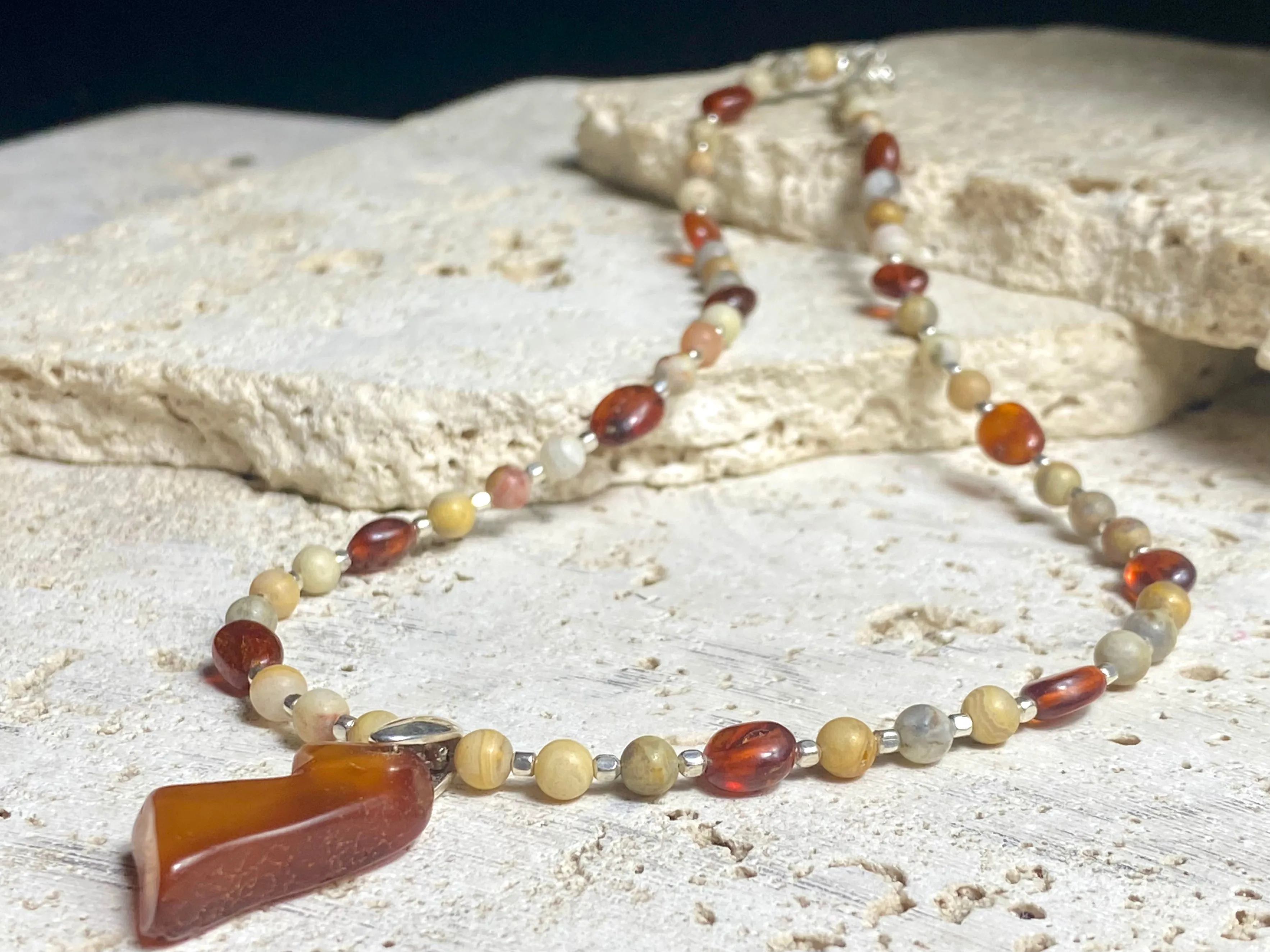 Amber Jasper Fetish Necklace