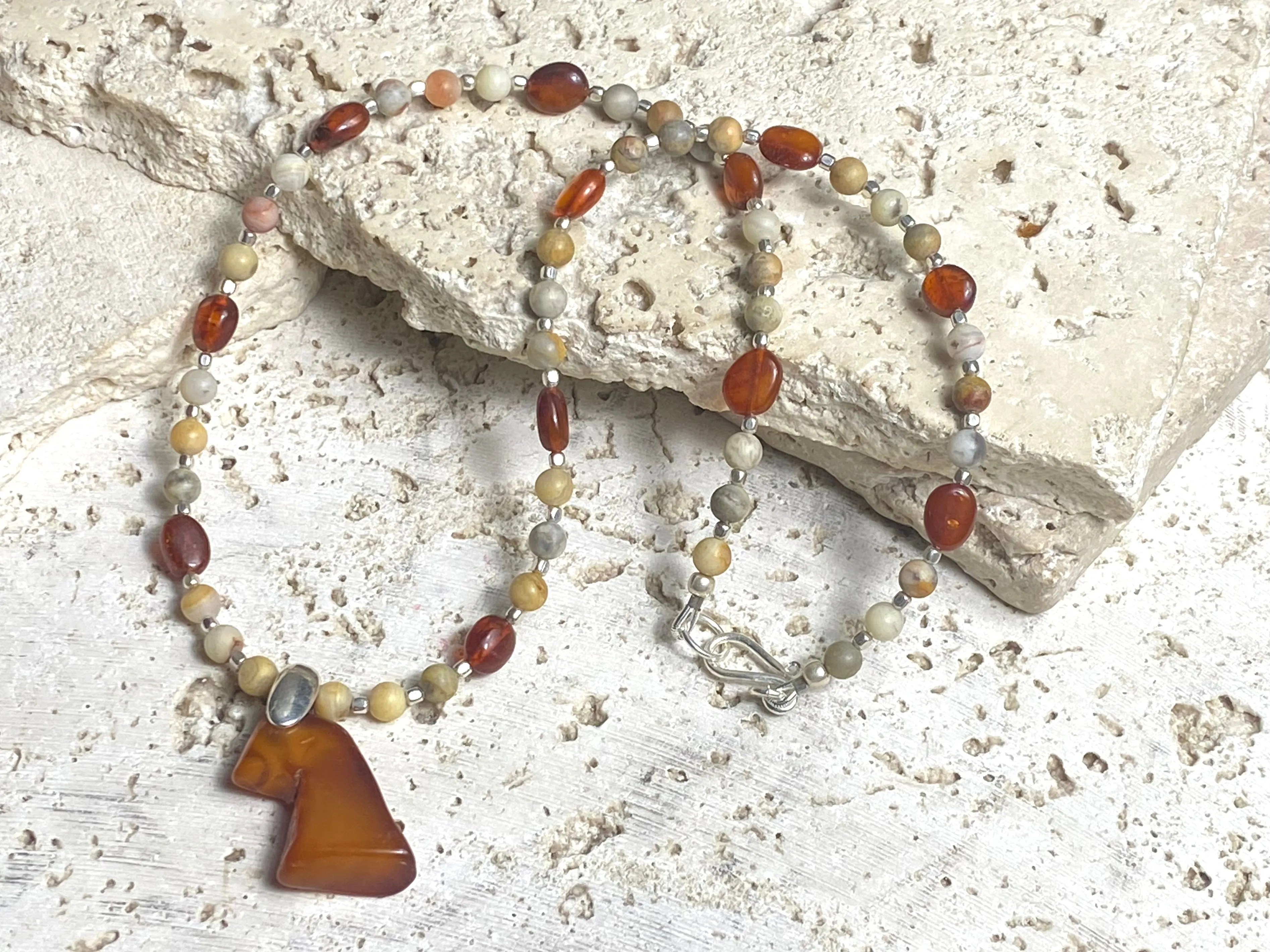 Amber Jasper Fetish Necklace