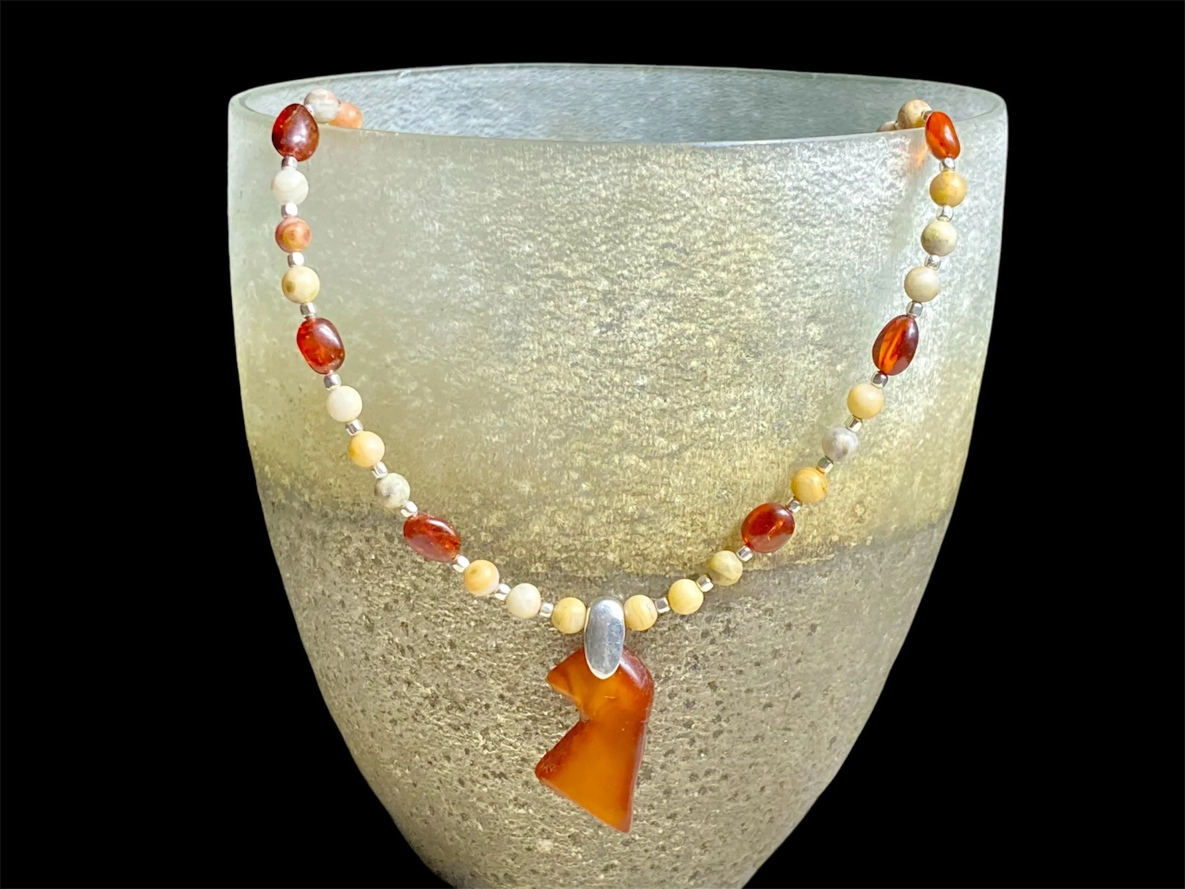 Amber Jasper Fetish Necklace