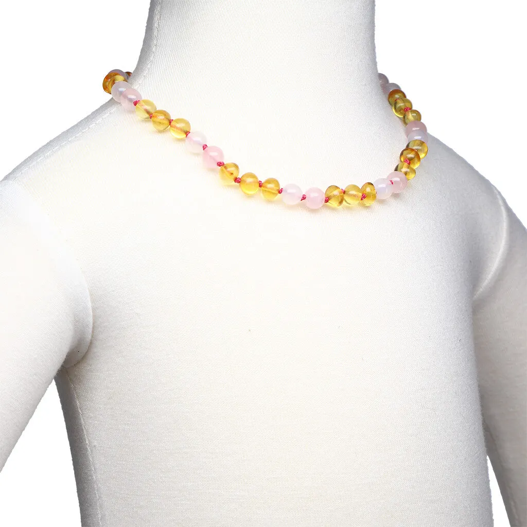 Amber Necklace Lemon/White Agate/Quartz