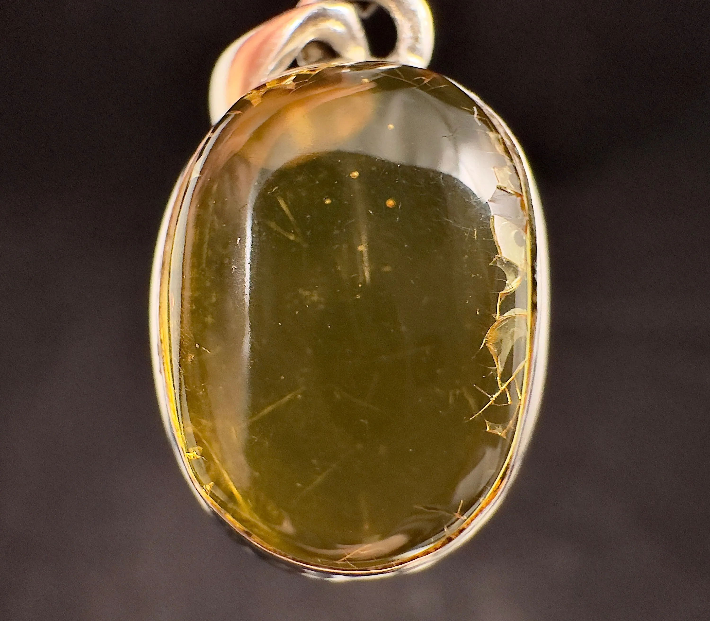 AMBER Pendant - AAA, Sterling Silver - Crystal Pendant, Fine Jewelry, Healing Crystals and Stones, 53435