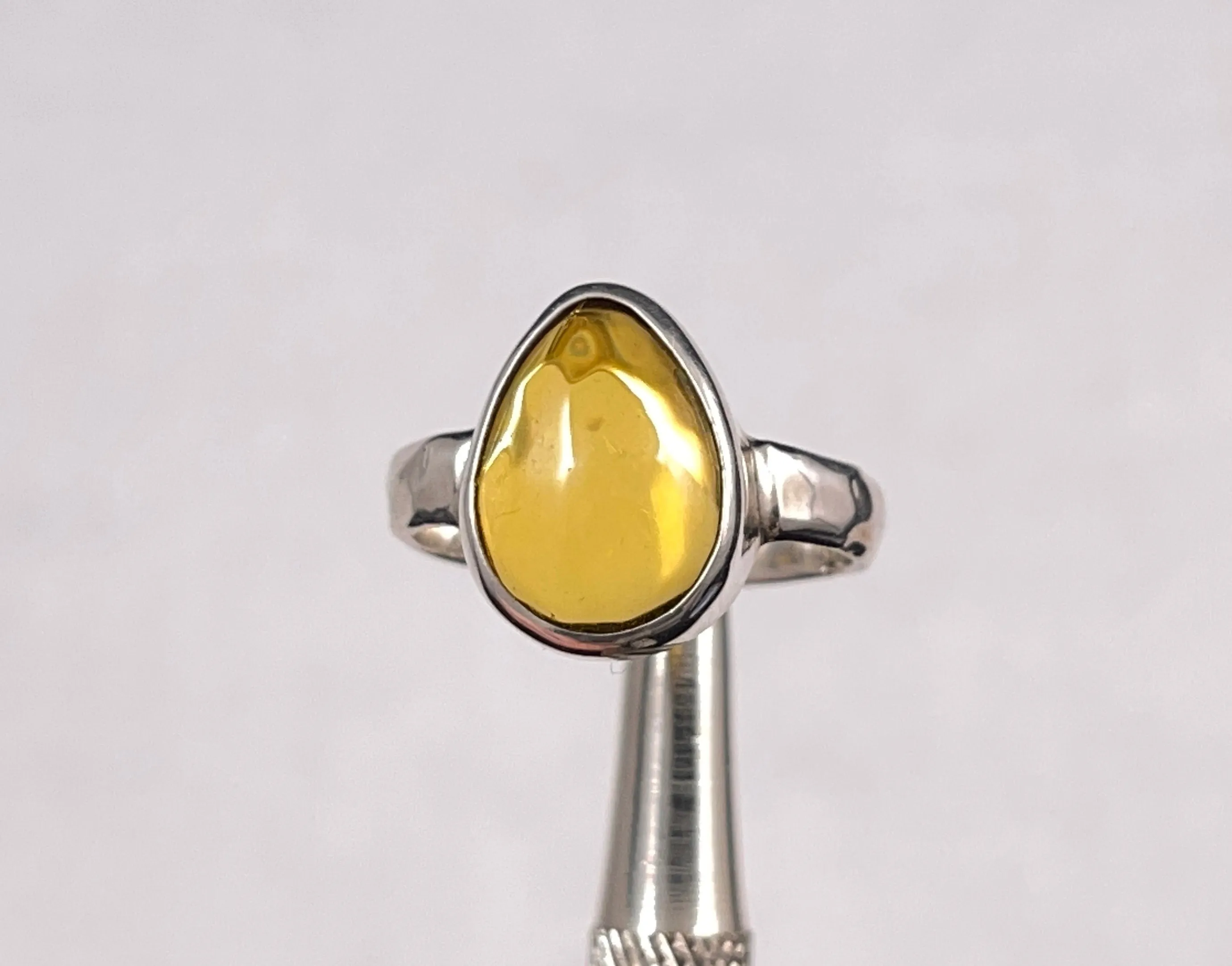 Amber Ring - Sterling Silver, AA, Size 7.5 - Amber Stone, Crystal Ring, Handmade Jewelry, Healing Crystals and Stones, 52651