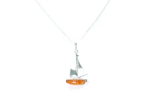 Amber Sailboat Charm Pendant