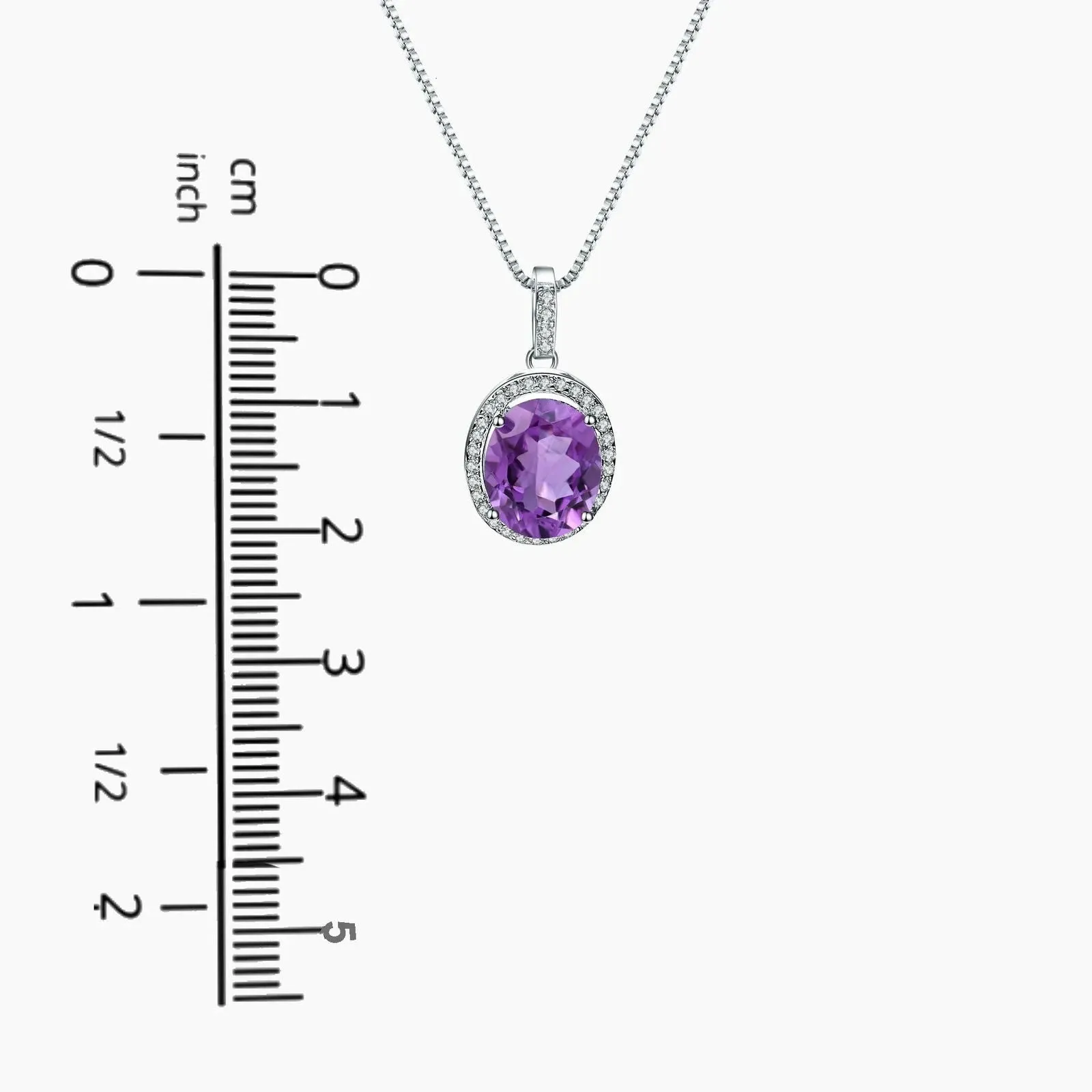 Amethyst Oval Cut Regal Pendant Necklace in Sterling Silver