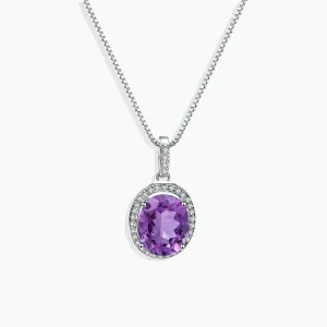 Amethyst Oval Cut Regal Pendant Necklace in Sterling Silver