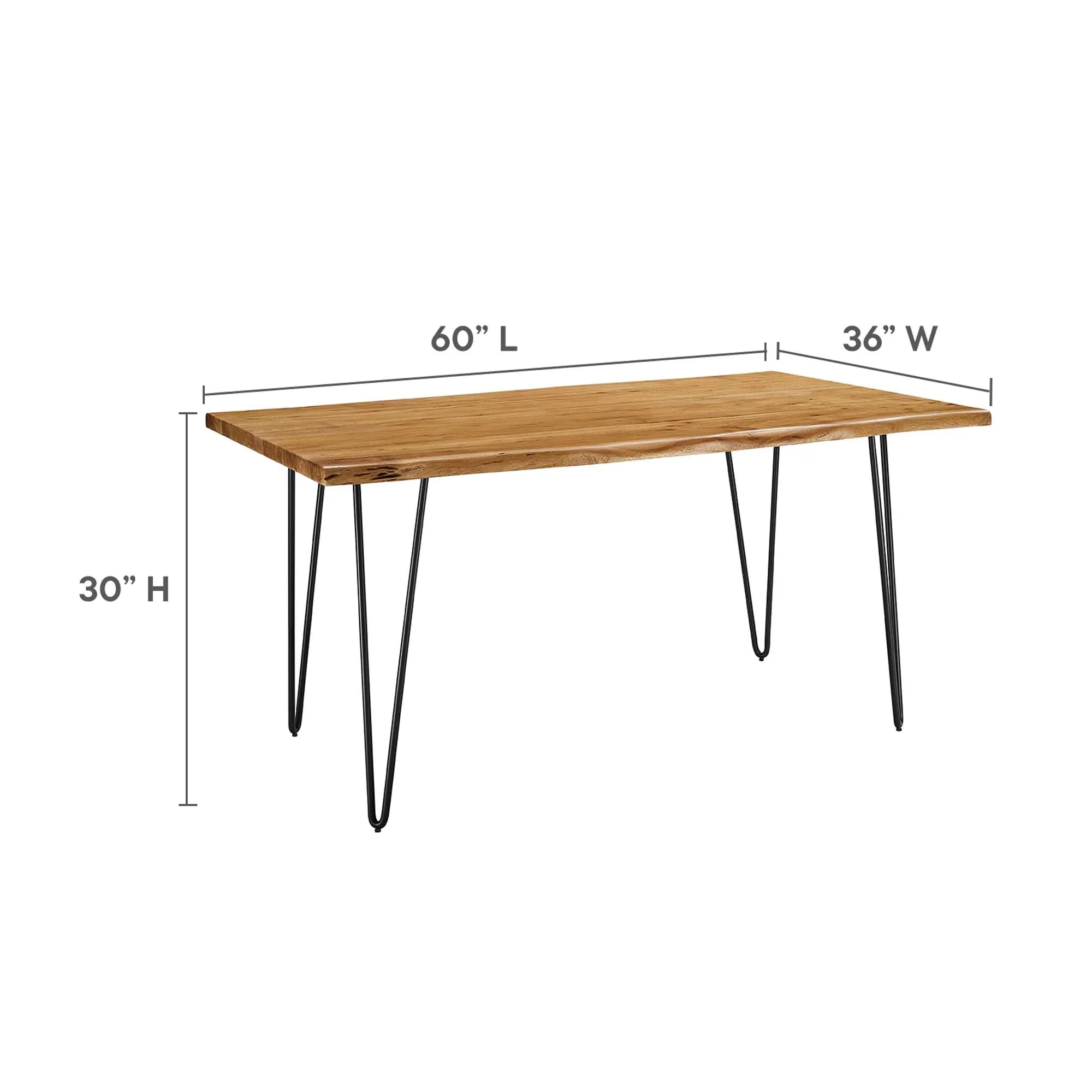 Ardor 60" Live Edge Acacia Wood Acacia Wood Dining Table by Modway