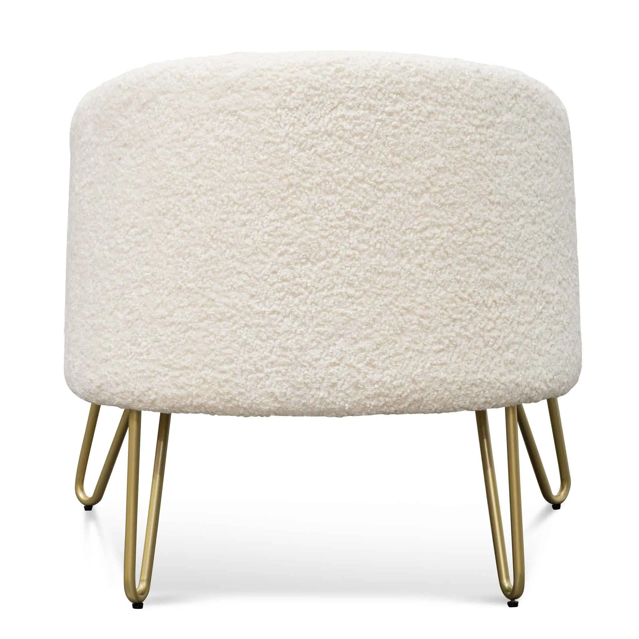 Armchair - Ivory White Synthetic Wool with Golden Legs