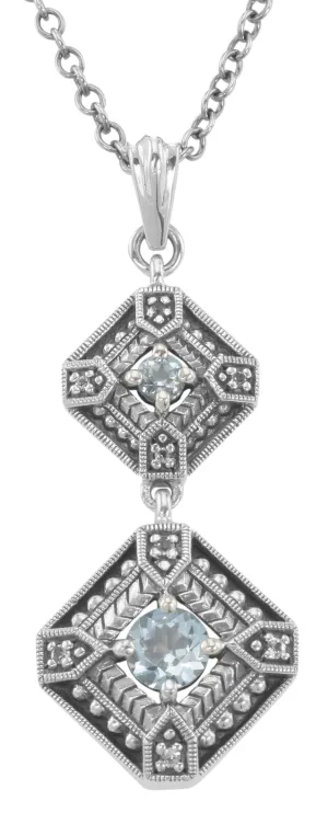 Art Deco Blue Topaz Center Necklace