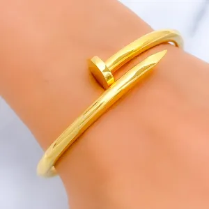 Attractive 22K Gold Nail Bangle Bracelet