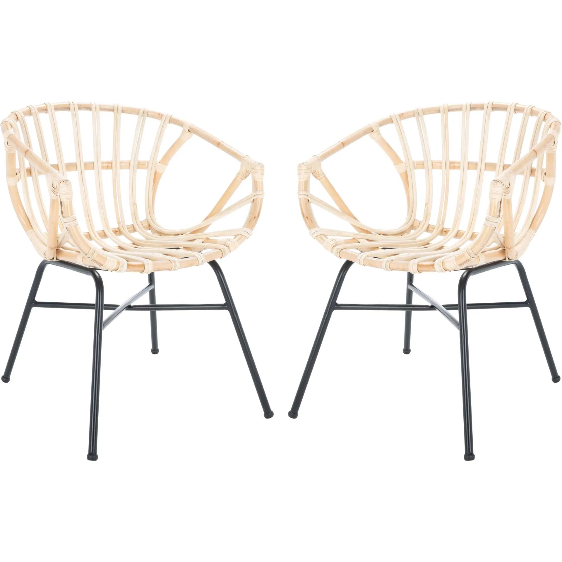 Ava Rattan Dining Chair Natural/Black (Set of 2)