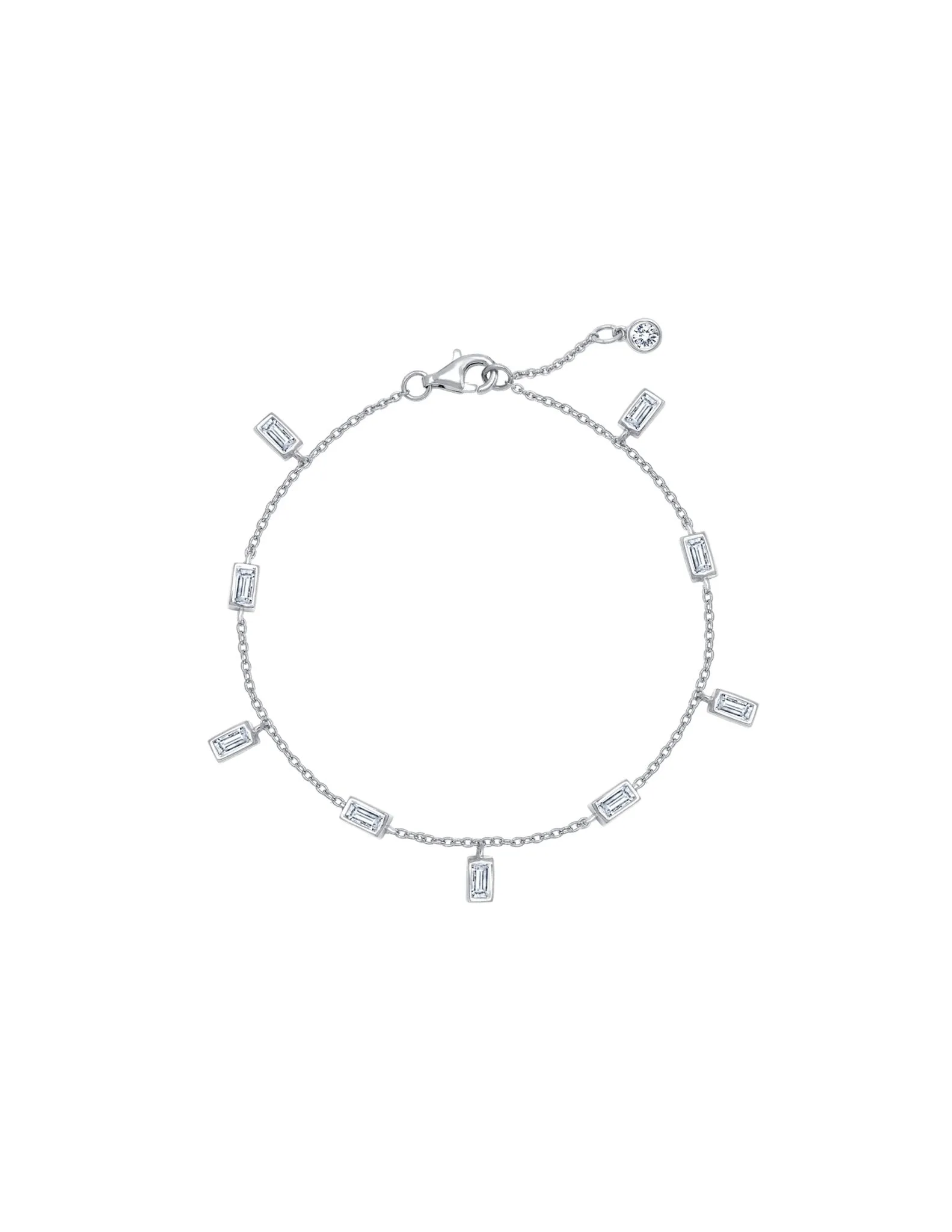 Baguette Anklet Finished in Pure Platinum