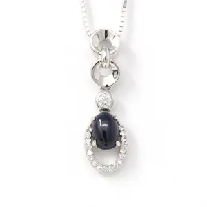 Baikalla™ "Janice" Sterling Silver Natural Sapphire Necklace With CZ