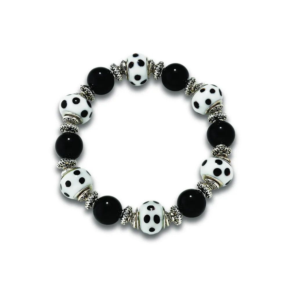 Black & White Lampwork Stretch Bracelets