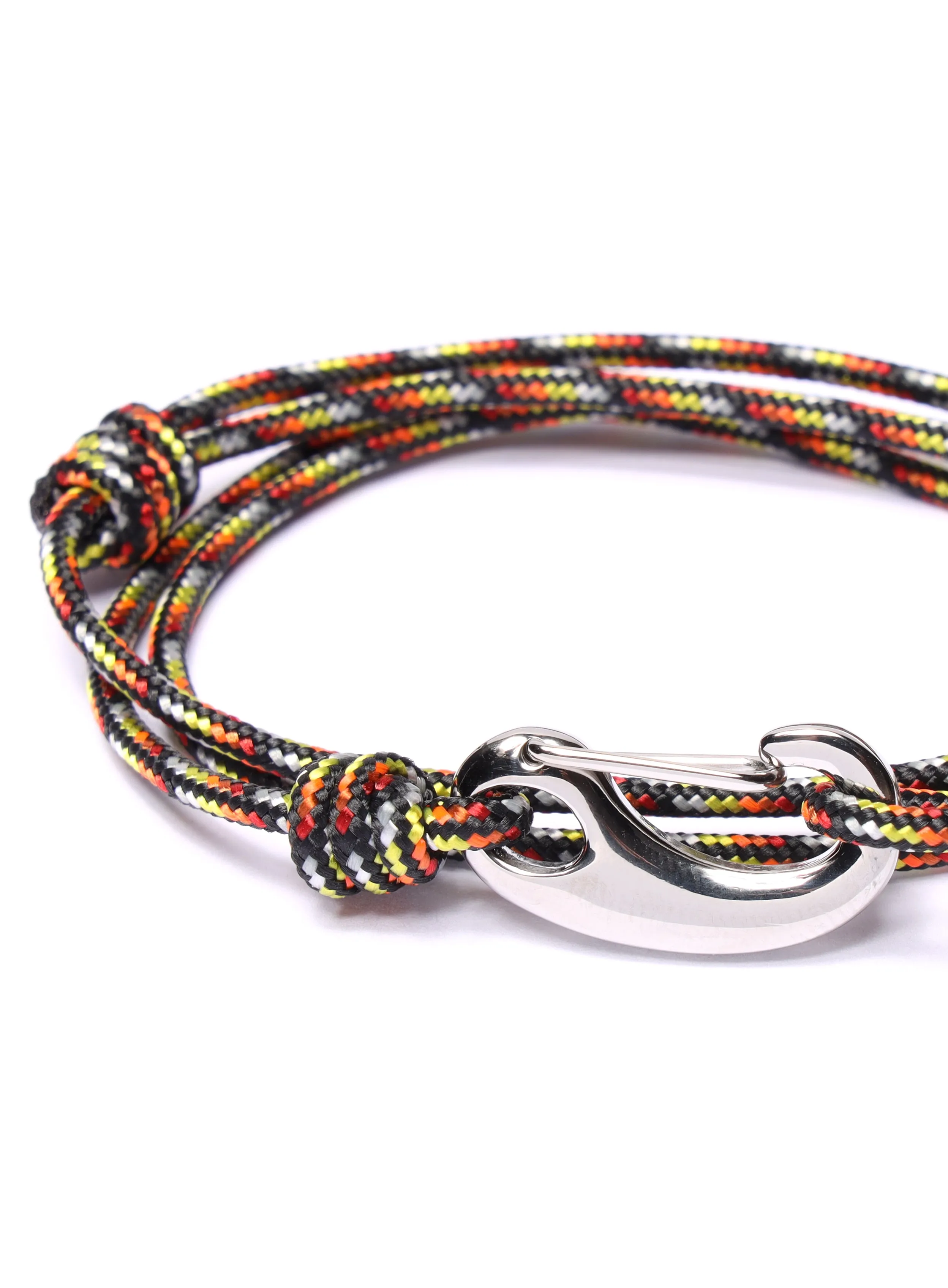 Black, Red and Orange Tactical Cord Bracelet for Men (Silver Clasp -23S)