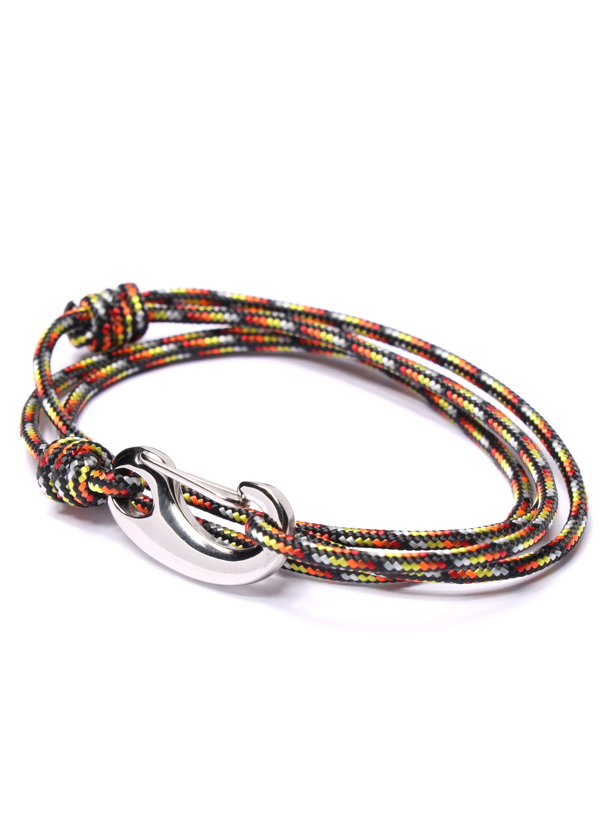 Black, Red and Orange Tactical Cord Bracelet for Men (Silver Clasp -23S)