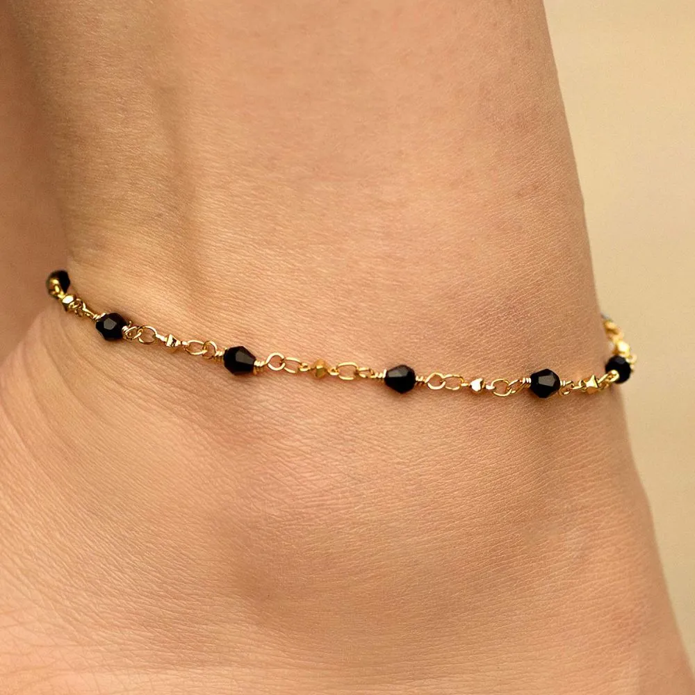 Black Stones Anklet