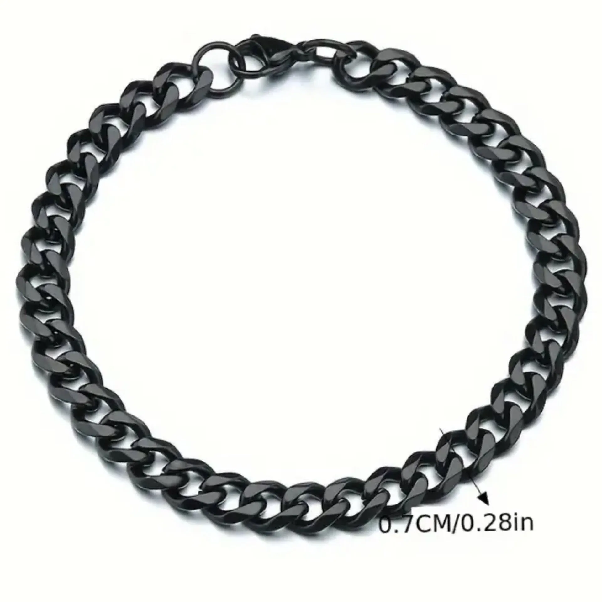 Black Thick Titanium Steel Cuban Link Bracelet