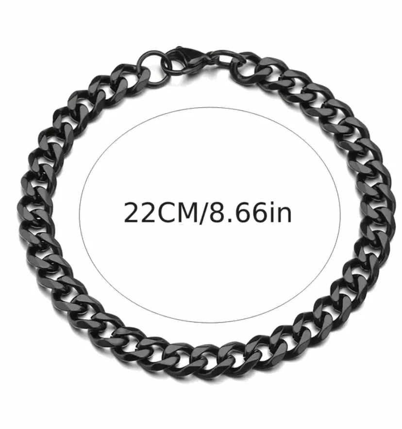 Black Thick Titanium Steel Cuban Link Bracelet