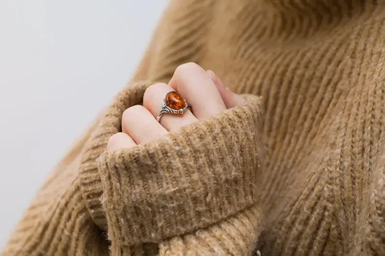 Boho Amber Ring