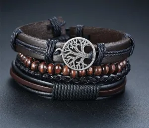 Braided Wrap Leather Vintage Tree of Life Bracelet