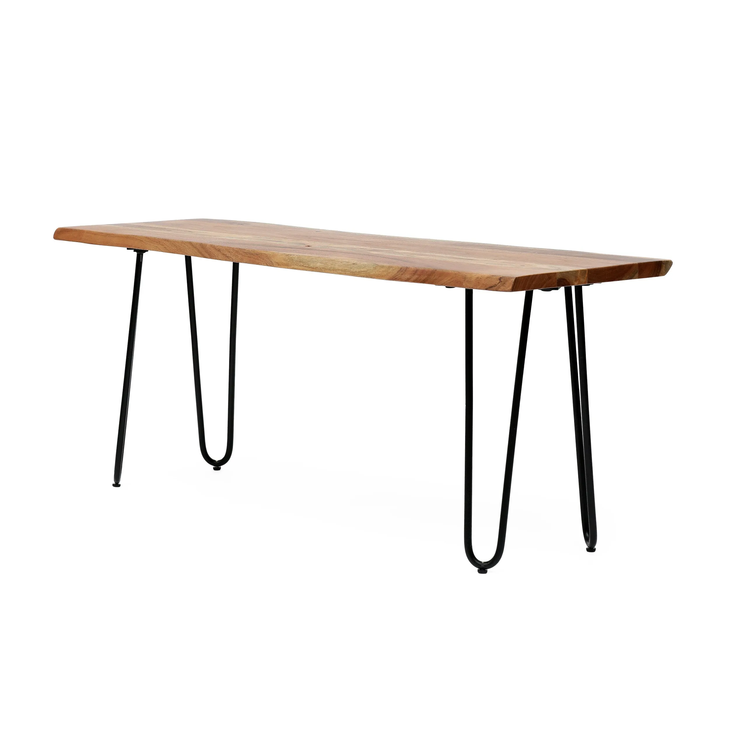 Bullard Modern Industrial Handmade Acacia Wood Dining Bench with Hairpin Legs, Natural and Black