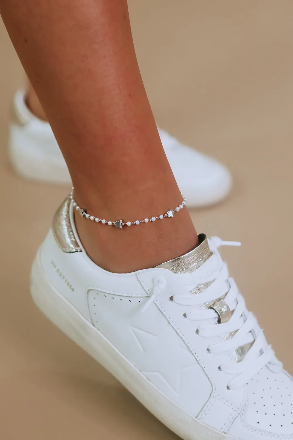 Butterfly Anklet, Silver