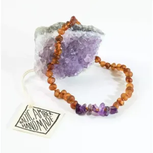 Canyonleaf Kids Raw Baltic Amber   Amethyst Necklace