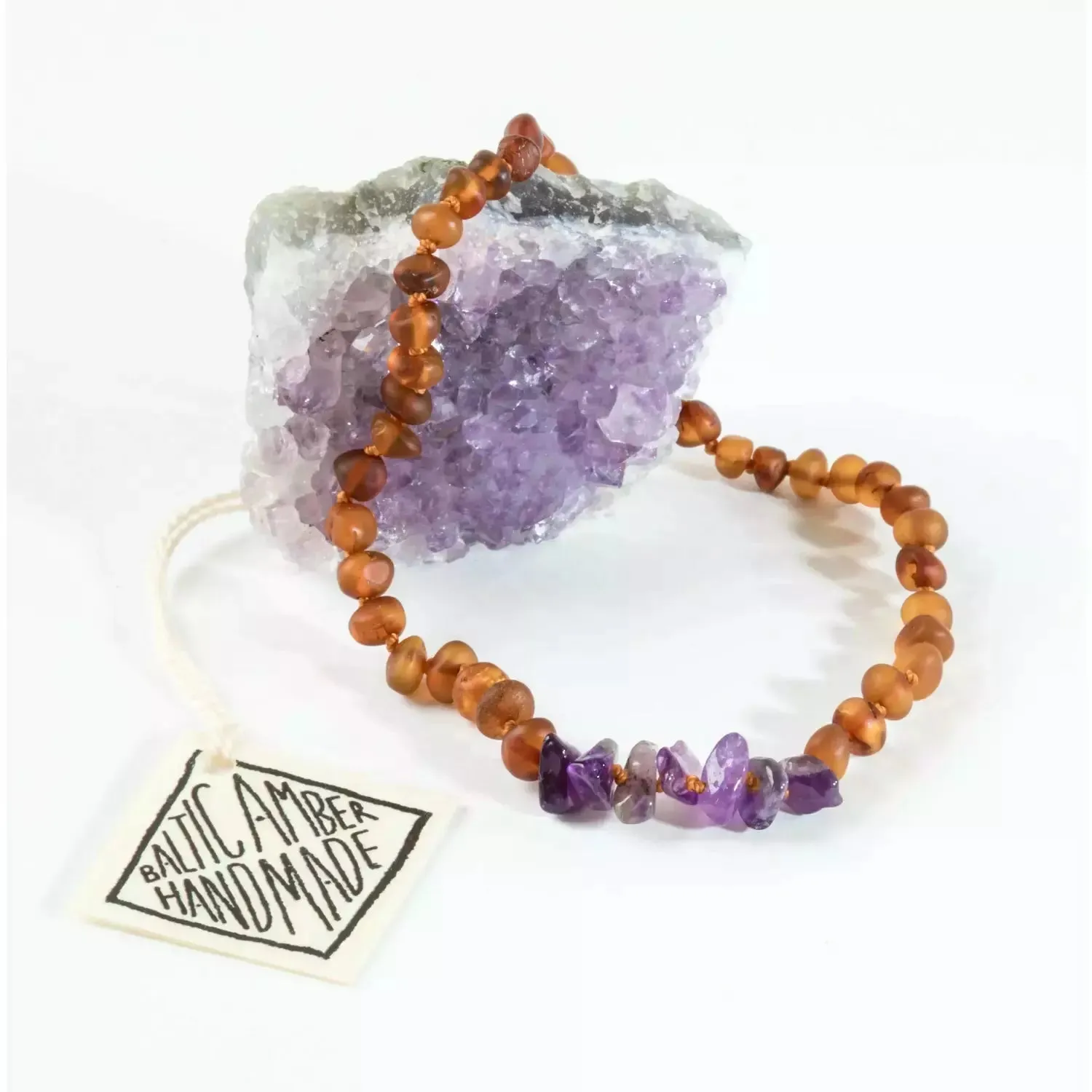 Canyonleaf Kids Raw Baltic Amber   Amethyst Necklace