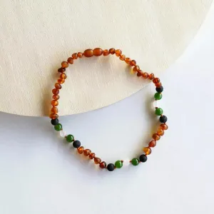 Canyonleaf Kids Raw Cognac Amber   Lava   Jade   Agate Necklace