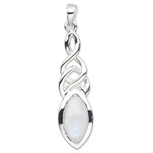 Celtic Marquise Moonstone Sterling Silver Pendant