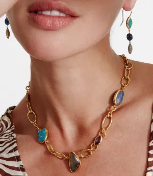 Chan Luu Mixed Gemstone Chainlink Necklace