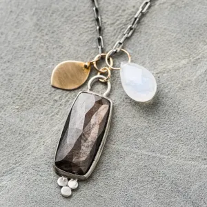 Chocolate Sapphire Necklace with Moonstone Accent