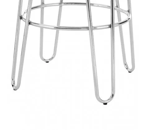 Chrome & Elm Wood Hairpin Stool