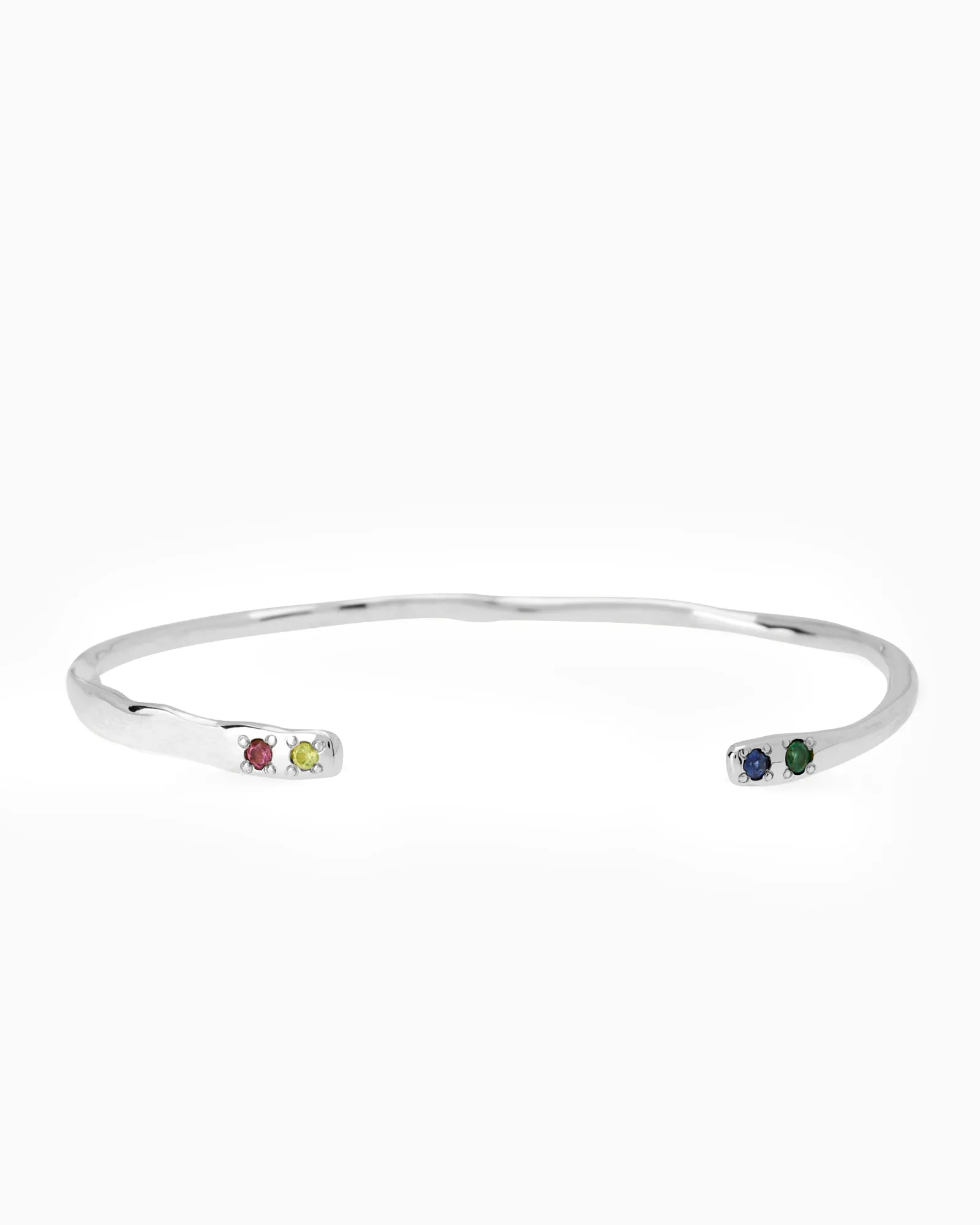 Collective Stone Cuff Bracelet | Solid White Gold