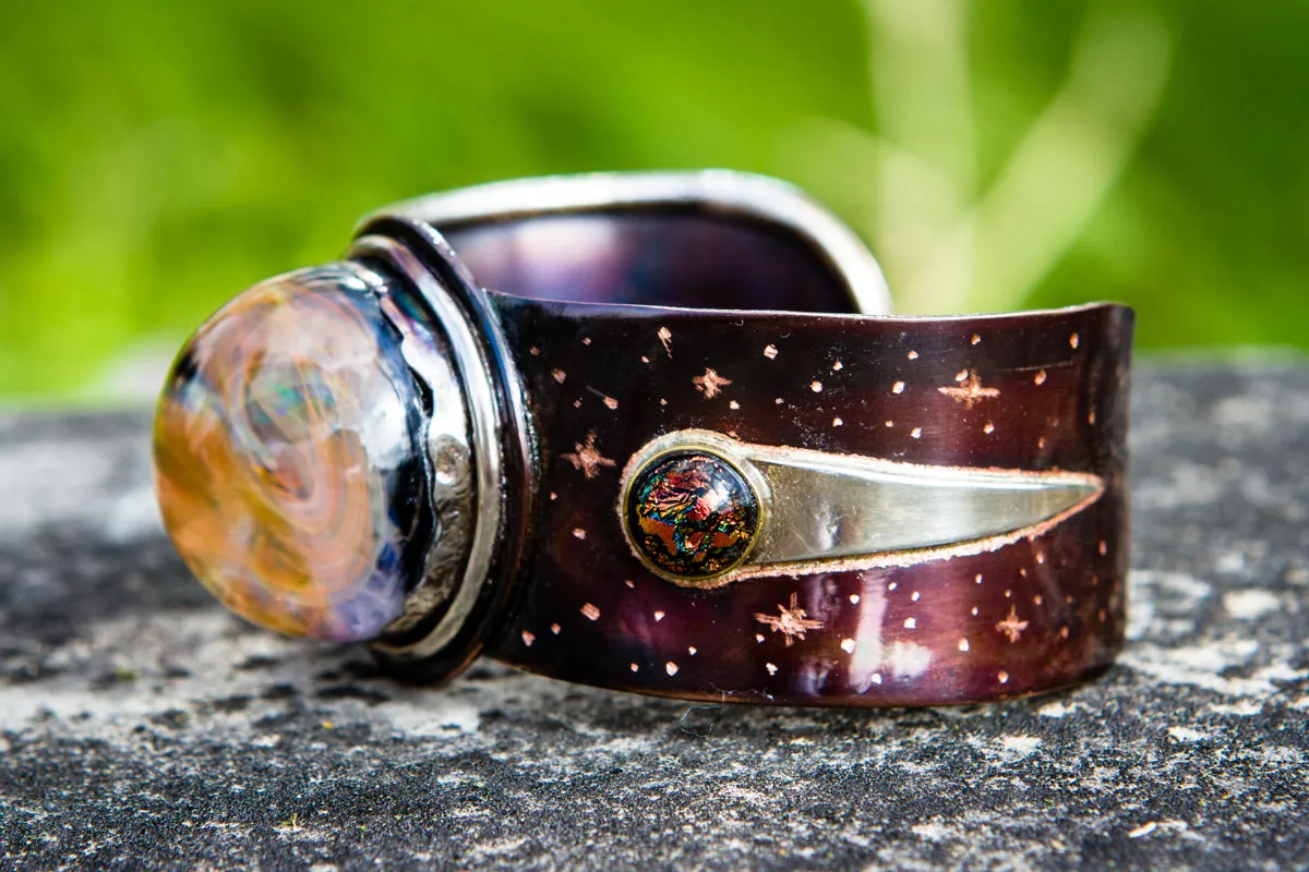 Copper Cosmic Bracelet with Cremation Ash