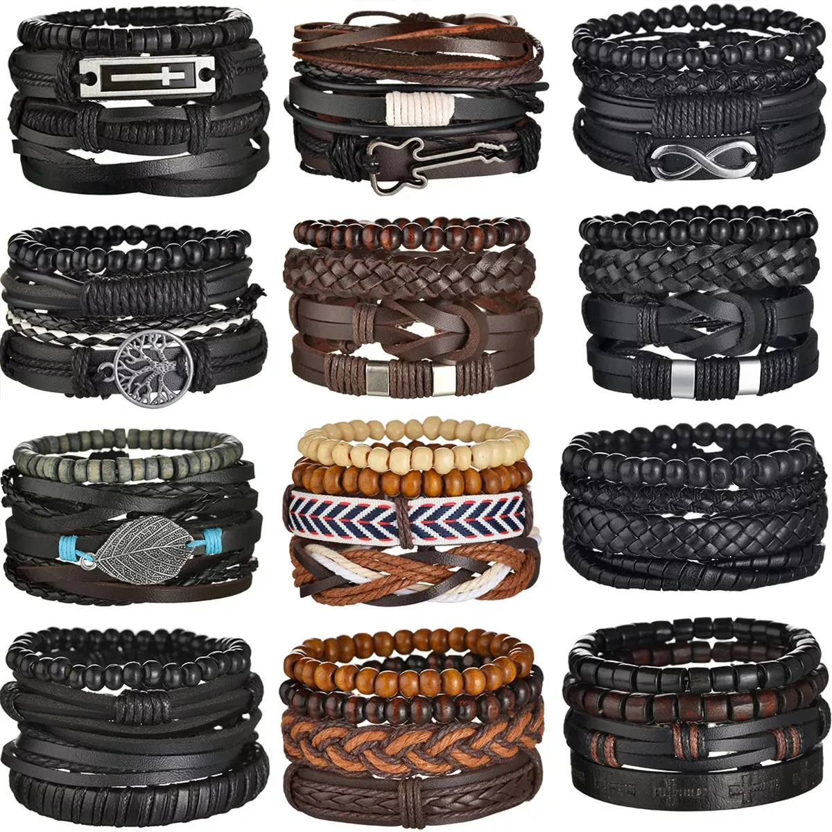 Crafted Boho Leather Wrap Bracelets for Men or Women