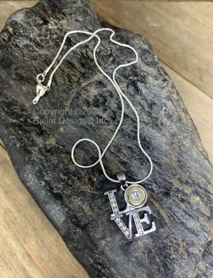 Custom 9mm Luger Love Letters Necklace, Real Bullet