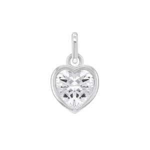 CZ Birthstone Heart Charms Kids / Children's / Girls for Charm Bracelet - Sterling Silver