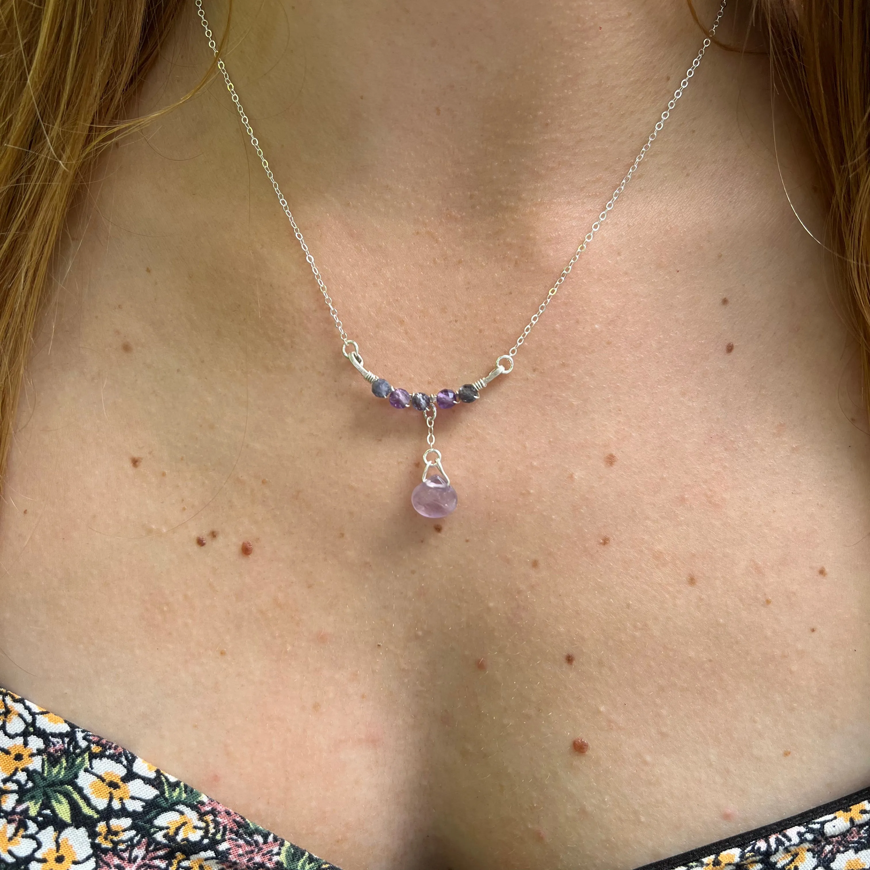 Dainty Amethyst & Iolite Necklace in Sterling Silver - Ready to Ship