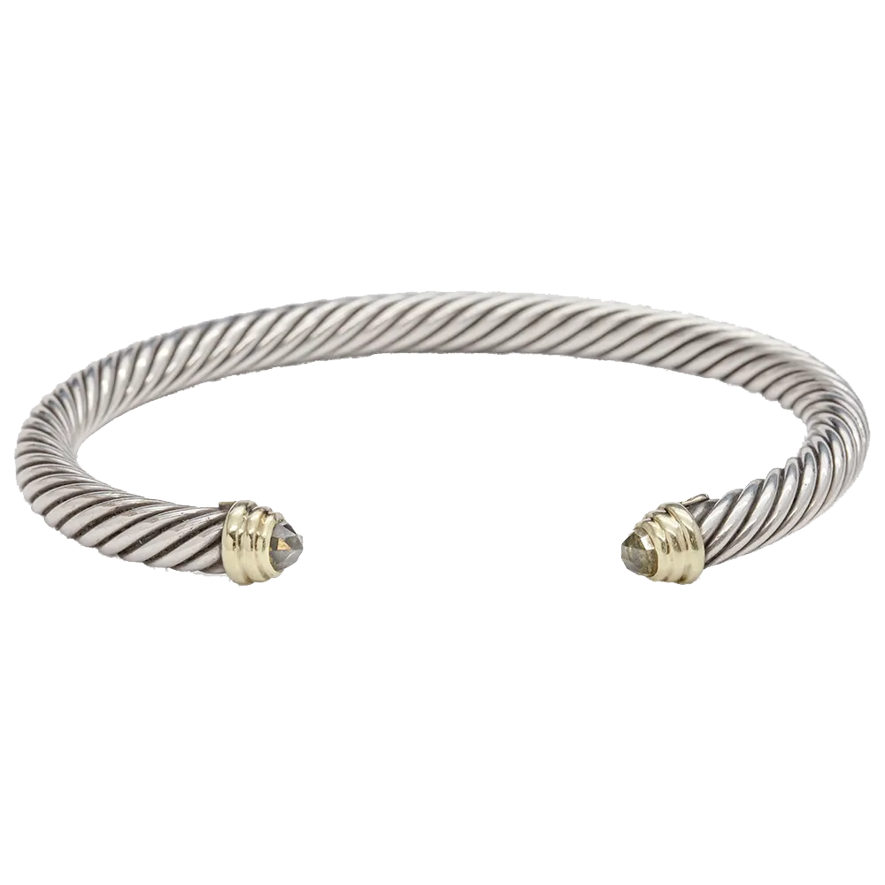 David Yurman 5mm Peridot 14K & Sterling Silver Cable Cuff Bracelet