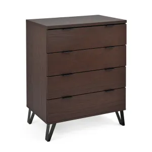 Demijen Modern Industrial 4 Drawer Wide Dresser, Walnut and Matte Black