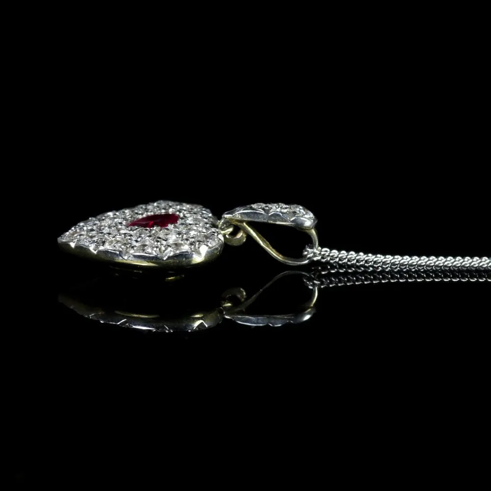 Diamond Ruby Heart 18ct Pendant Necklace