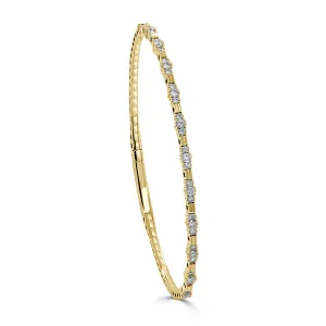 Diamond Three Section Flexible Bangle in 14K Yellow Gold