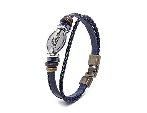 Electomania Zodiac Sign Constellation Zodiac Star Sun Sign Handmade Black Leather Bracelet For Unisex