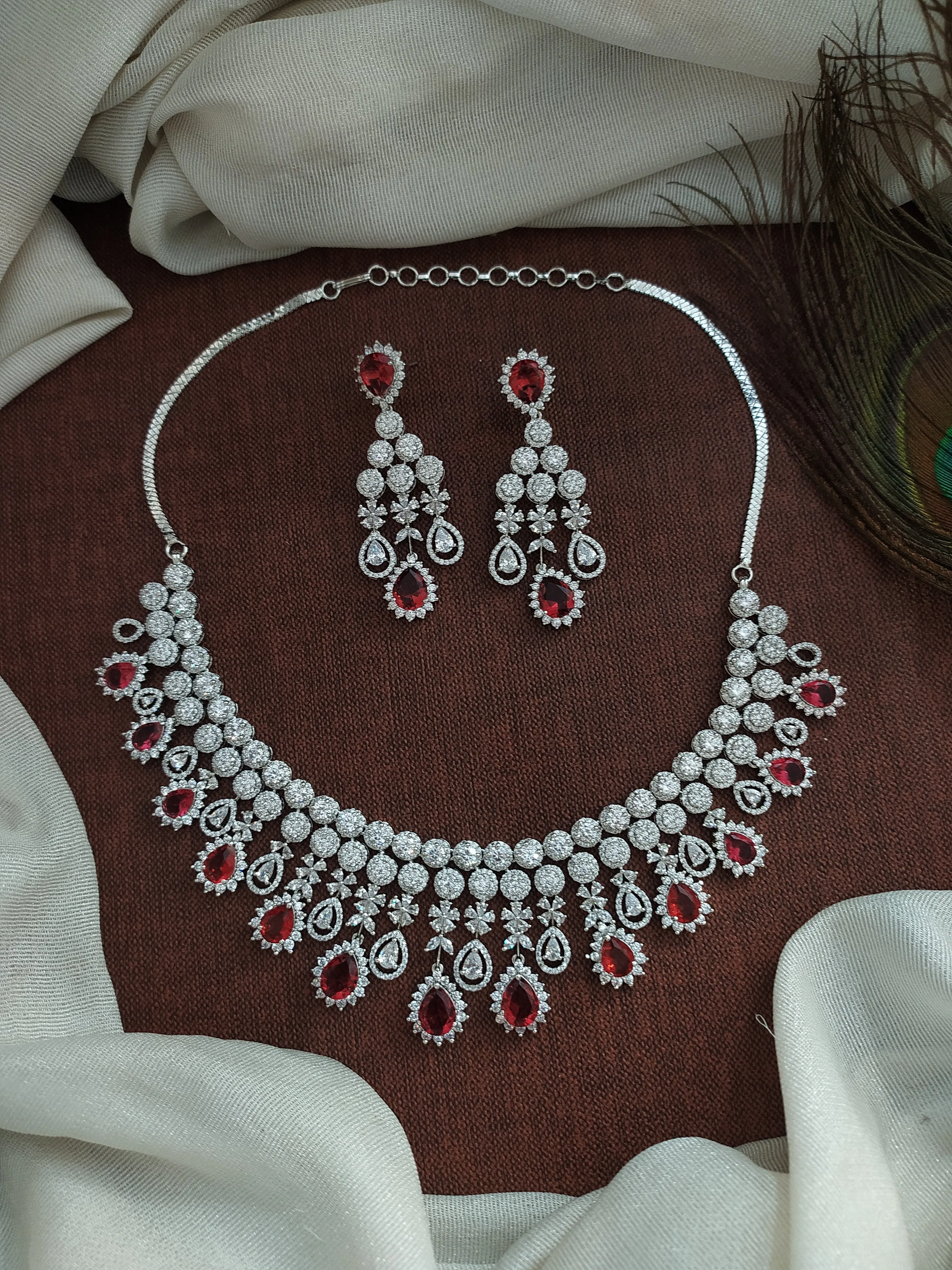 Elegance in Silver-Plated Zircon Necklace Set