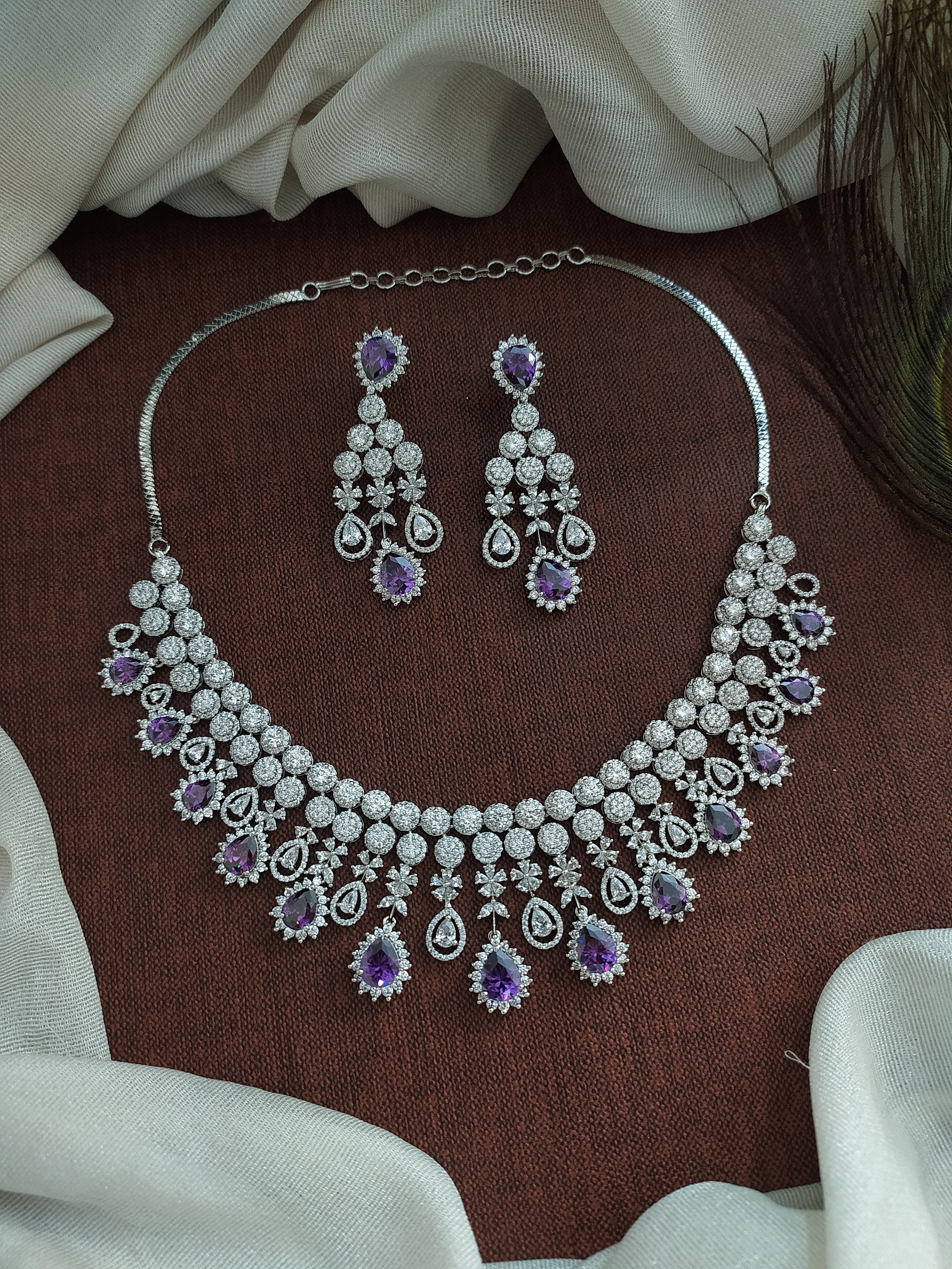 Elegance in Silver-Plated Zircon Necklace Set