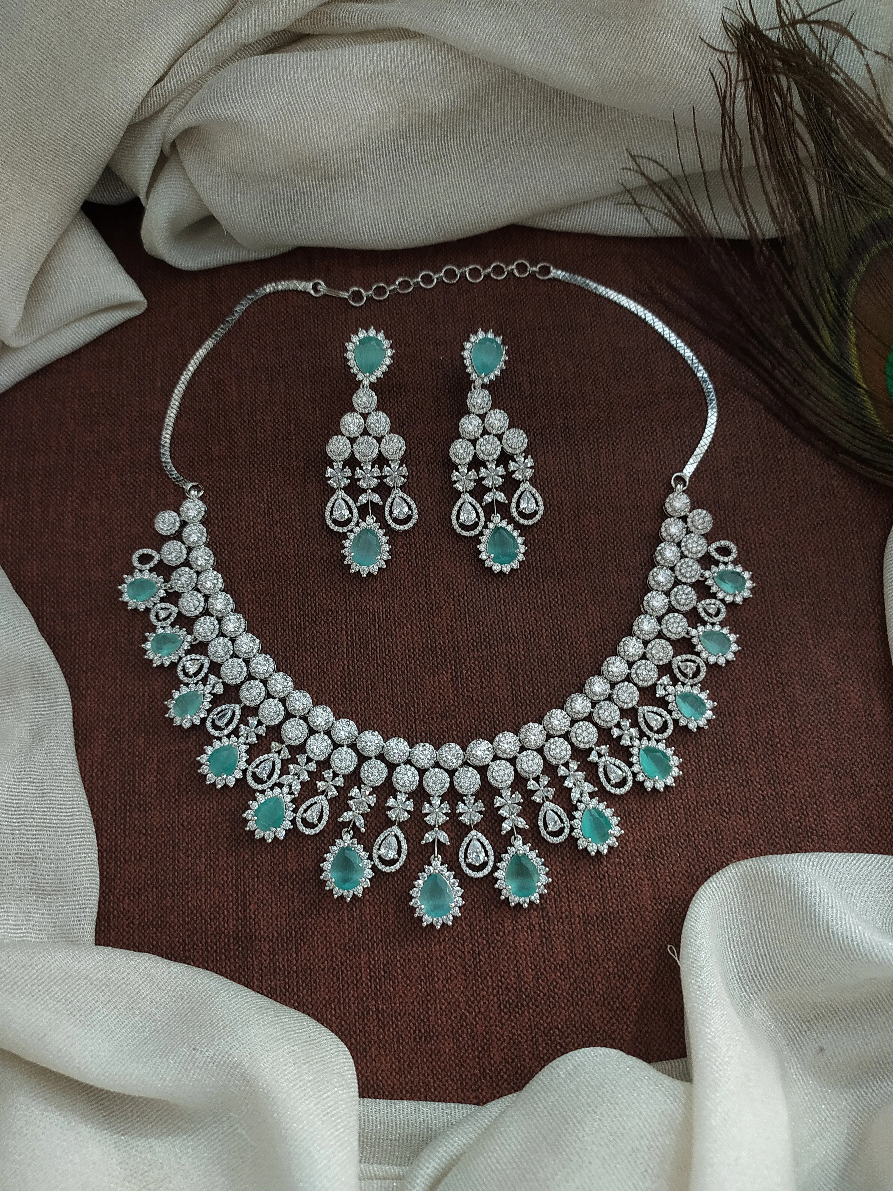 Elegance in Silver-Plated Zircon Necklace Set