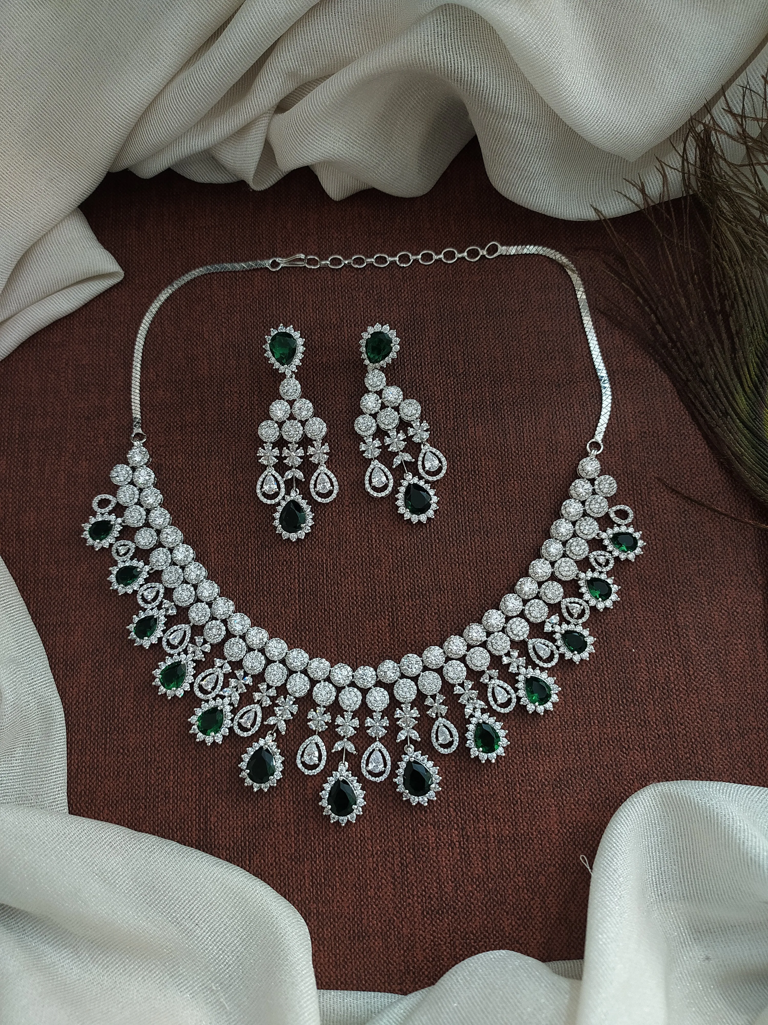 Elegance in Silver-Plated Zircon Necklace Set